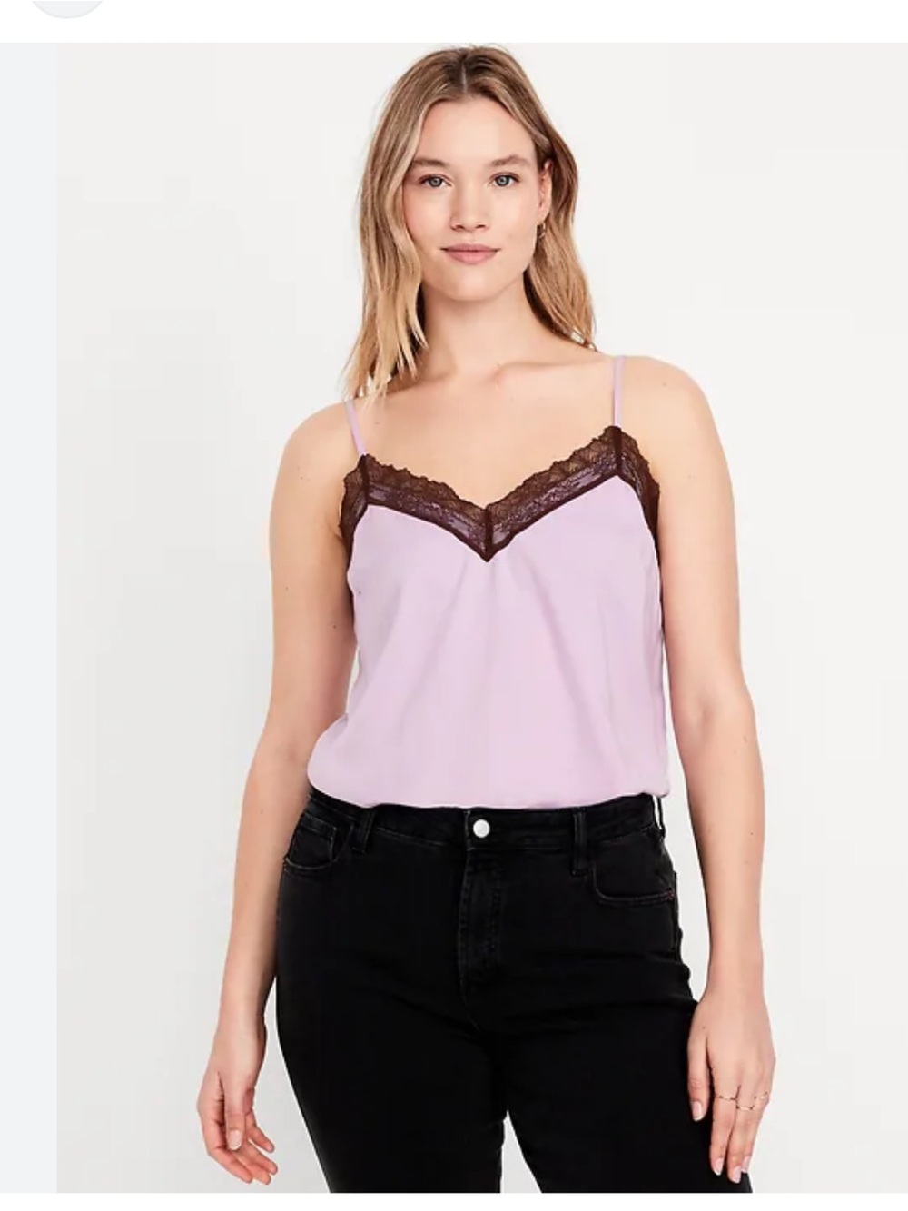 Old Navy Lace Trim Sleeveless V-Neck Cami Tank Top - Lavender 
Sz Small
